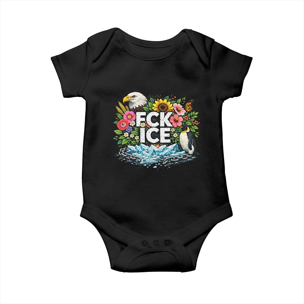Fck Ice Baby Onesie Retro Floral FDT Protest Satirical Graphic TS10 Black Print Your Wear