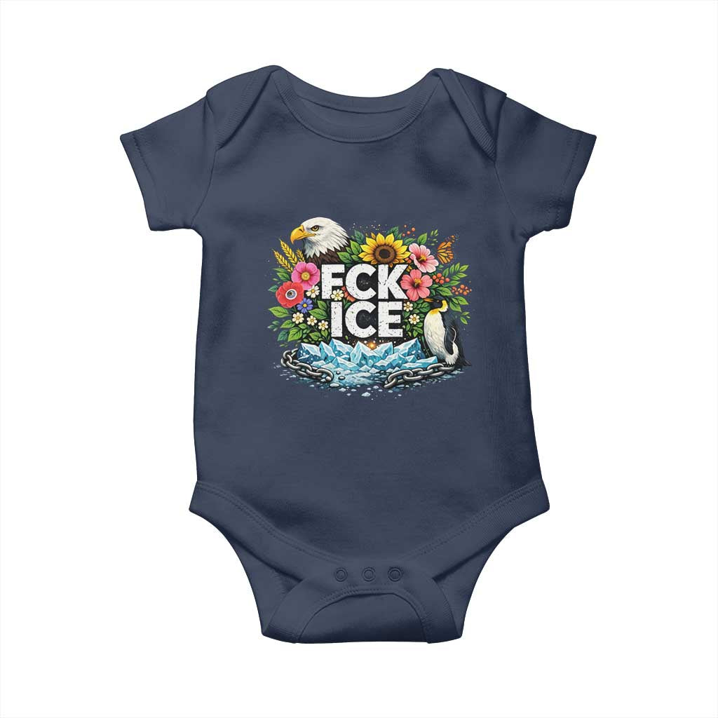 Fck Ice Baby Onesie Retro Floral FDT Protest Satirical Graphic TS10 Navy Print Your Wear