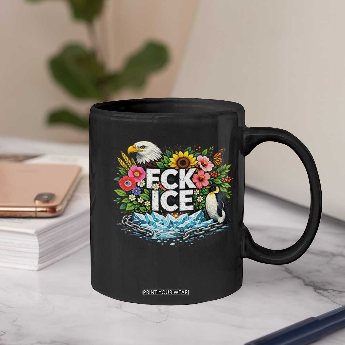 Fck Ice Coffee Mug Retro Floral FDT Protest Satirical Graphic TS10 Print Your Wear