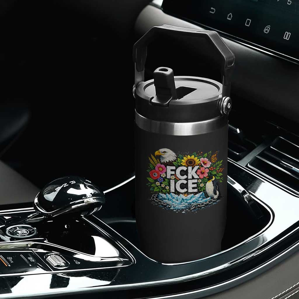 Fck Ice Flip Straw Tumbler Retro Floral FDT Protest Satirical Graphic TS10 Print Your Wear
