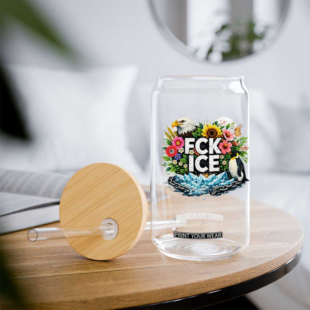 Fck Ice Glass Can Retro Floral FDT Protest Satirical Graphic TS10 Print Your Wear