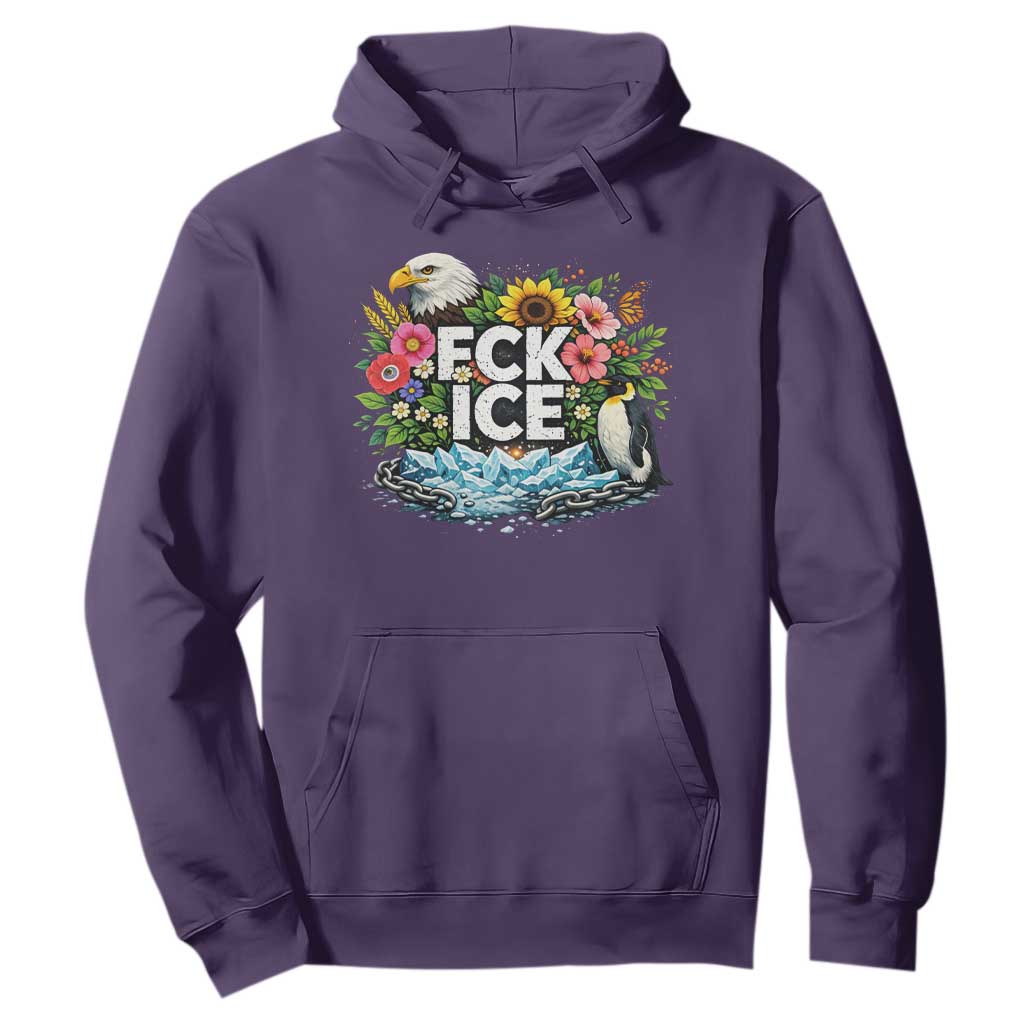 Fck Ice Hoodie Retro Floral FDT Protest Satirical Graphic TS10 Purple Print Your Wear