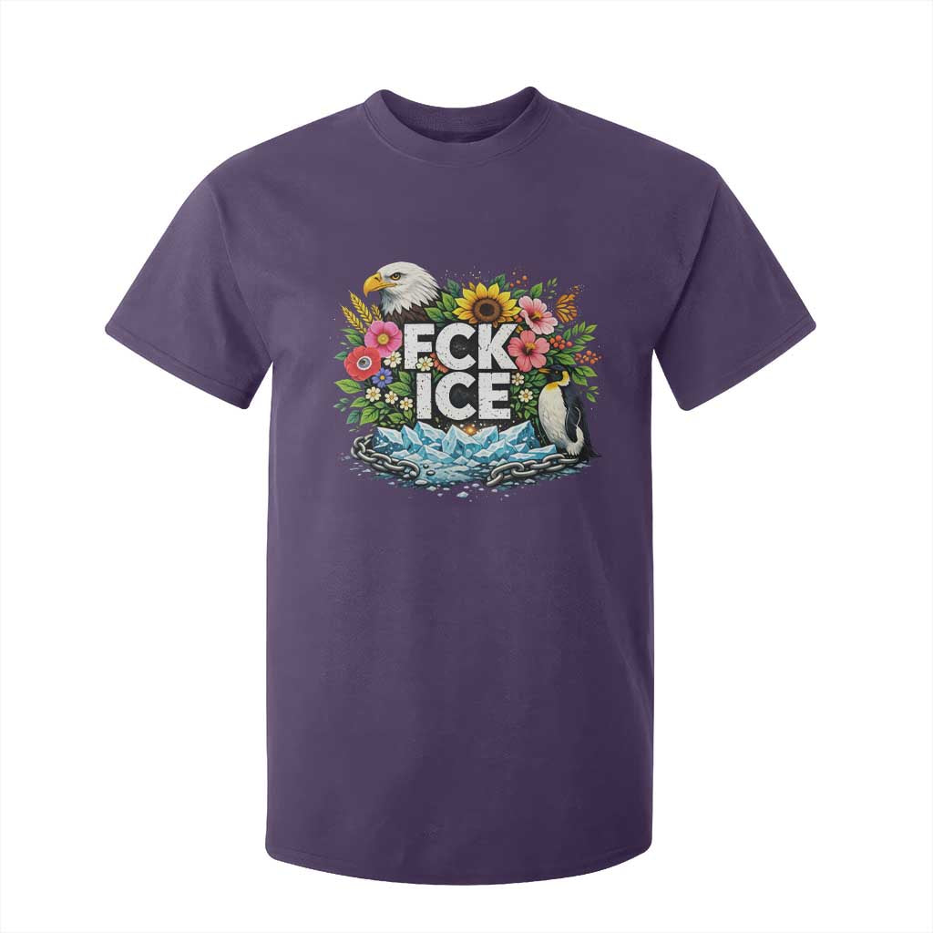Fck Ice T Shirt For Kid Retro Floral FDT Protest Satirical Graphic TS10 Purple Print Your Wear