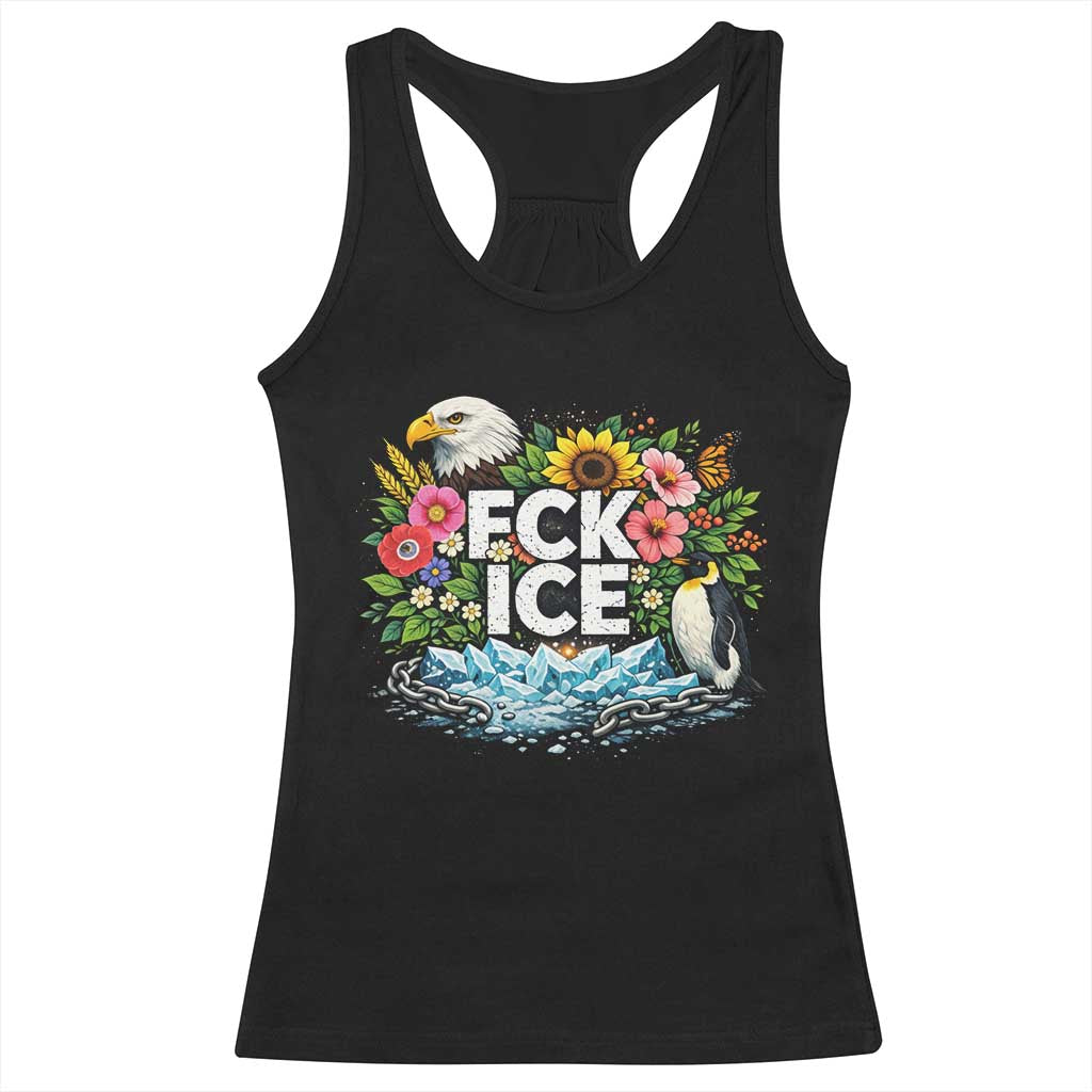 Fck Ice Racerback Tank Top Retro Floral FDT Protest Satirical Graphic TS10 Black Print Your Wear