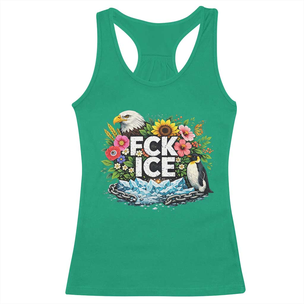 Fck Ice Racerback Tank Top Retro Floral FDT Protest Satirical Graphic TS10 Irish Green Print Your Wear