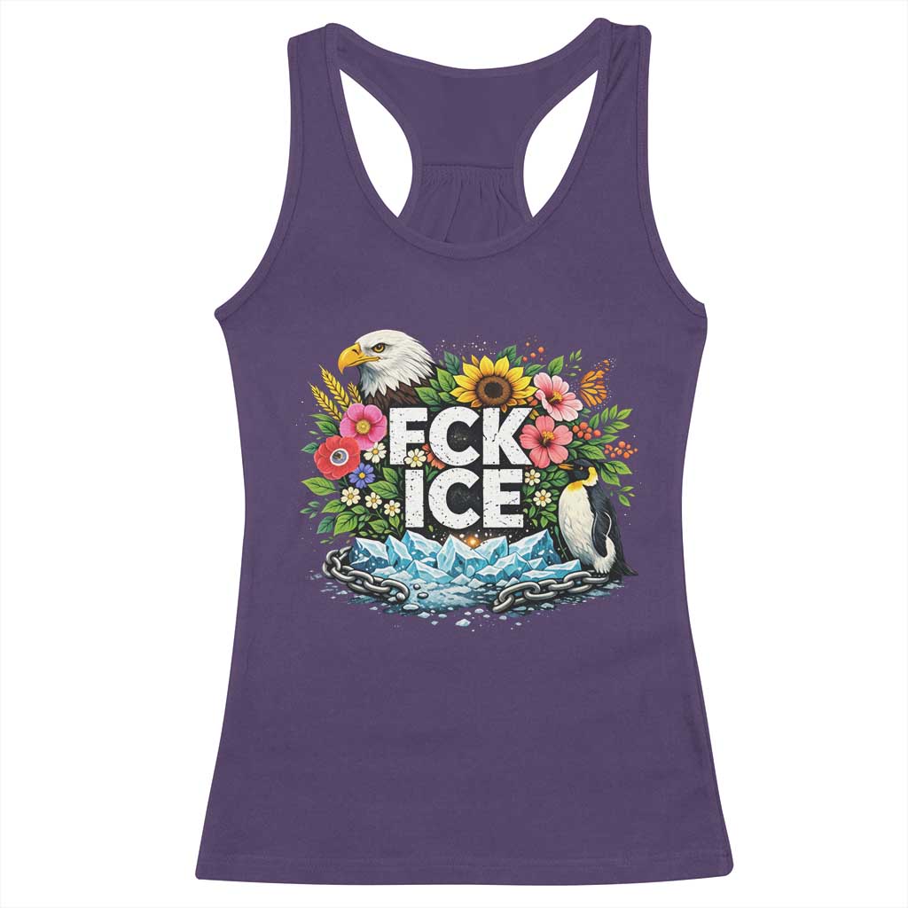 Fck Ice Racerback Tank Top Retro Floral FDT Protest Satirical Graphic TS10 Purple Print Your Wear