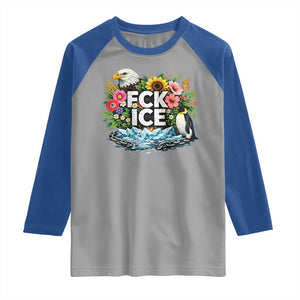 Fck Ice Raglan Shirt Retro Floral FDT Protest Satirical Graphic TS10 Sport Gray Royal Print Your Wear