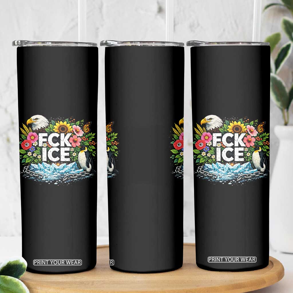 Fck Ice Skinny Tumbler Retro Floral FDT Protest Satirical Graphic TS10 Print Your Wear