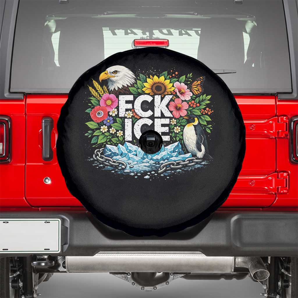 Fck Ice Spare Tire Cover Retro Floral FDT Protest Satirical Graphic TS10 Black Print Your Wear