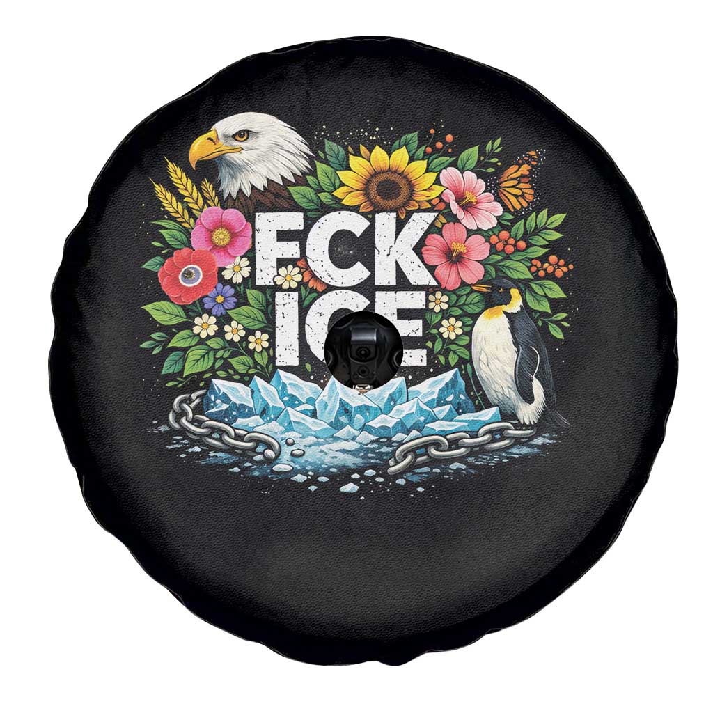 Fck Ice Spare Tire Cover Retro Floral FDT Protest Satirical Graphic TS10 Print Your Wear