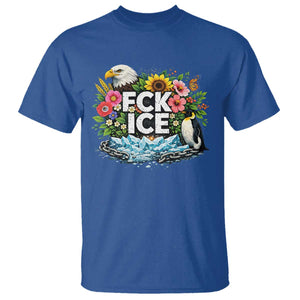 Fck Ice T Shirt Retro Floral FDT Protest Satirical Graphic TS10 Royal Blue Print Your Wear