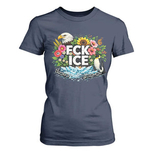 Fck Ice T Shirt For Women Retro Floral FDT Protest Satirical Graphic TS10 Navy Print Your Wear