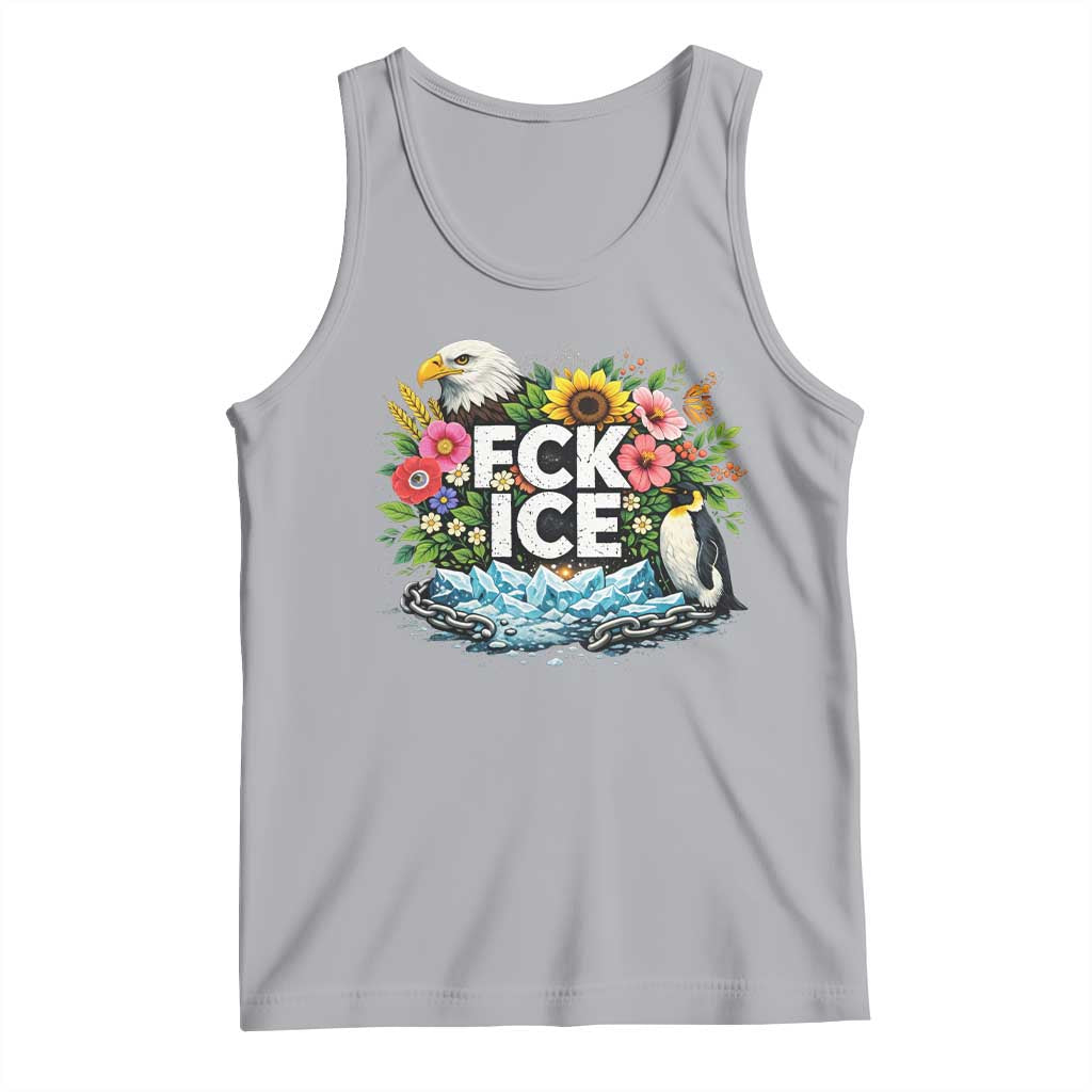Fck Ice Tank Top Retro Floral FDT Protest Satirical Graphic TS10 Athletic Heather Print Your Wear