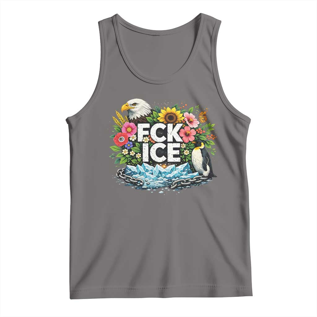 Fck Ice Tank Top Retro Floral FDT Protest Satirical Graphic TS10 Deep Heather Print Your Wear