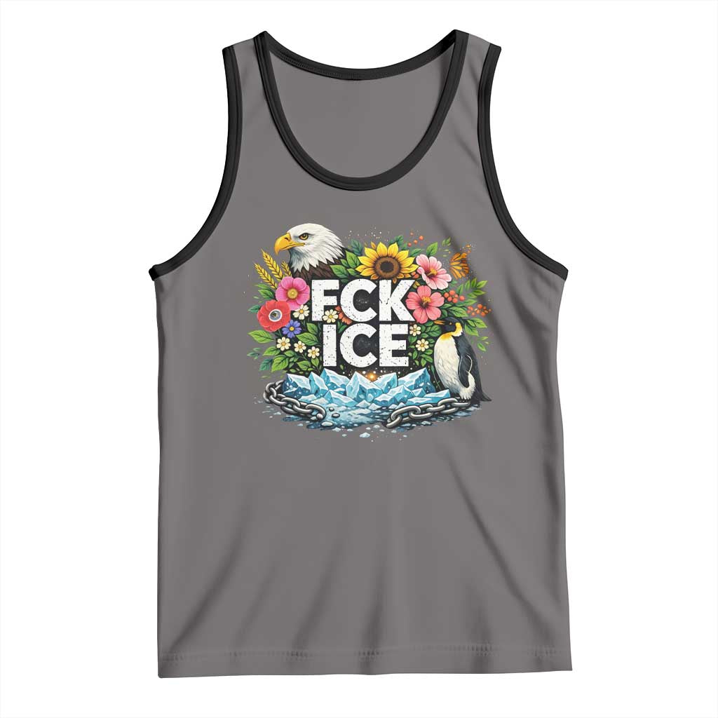Fck Ice Tank Top Retro Floral FDT Protest Satirical Graphic TS10 Deep Heather Black Print Your Wear