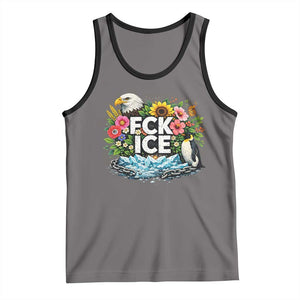 Fck Ice Tank Top Retro Floral FDT Protest Satirical Graphic TS10 Deep Heather Black Print Your Wear