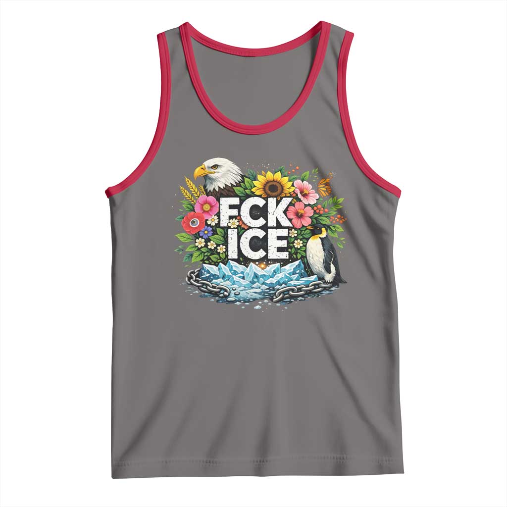 Fck Ice Tank Top Retro Floral FDT Protest Satirical Graphic TS10 Deep Heather Red Print Your Wear