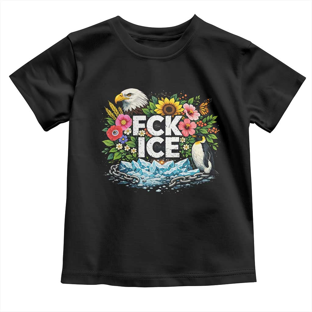 Fck Ice Toddler T Shirt Retro Floral FDT Protest Satirical Graphic TS10 Black Print Your Wear