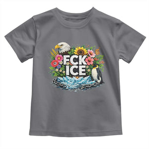 Fck Ice Toddler T Shirt Retro Floral FDT Protest Satirical Graphic TS10 Charcoal Print Your Wear