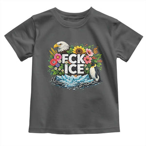 Fck Ice Toddler T Shirt Retro Floral FDT Protest Satirical Graphic TS10 Dark Heather Print Your Wear