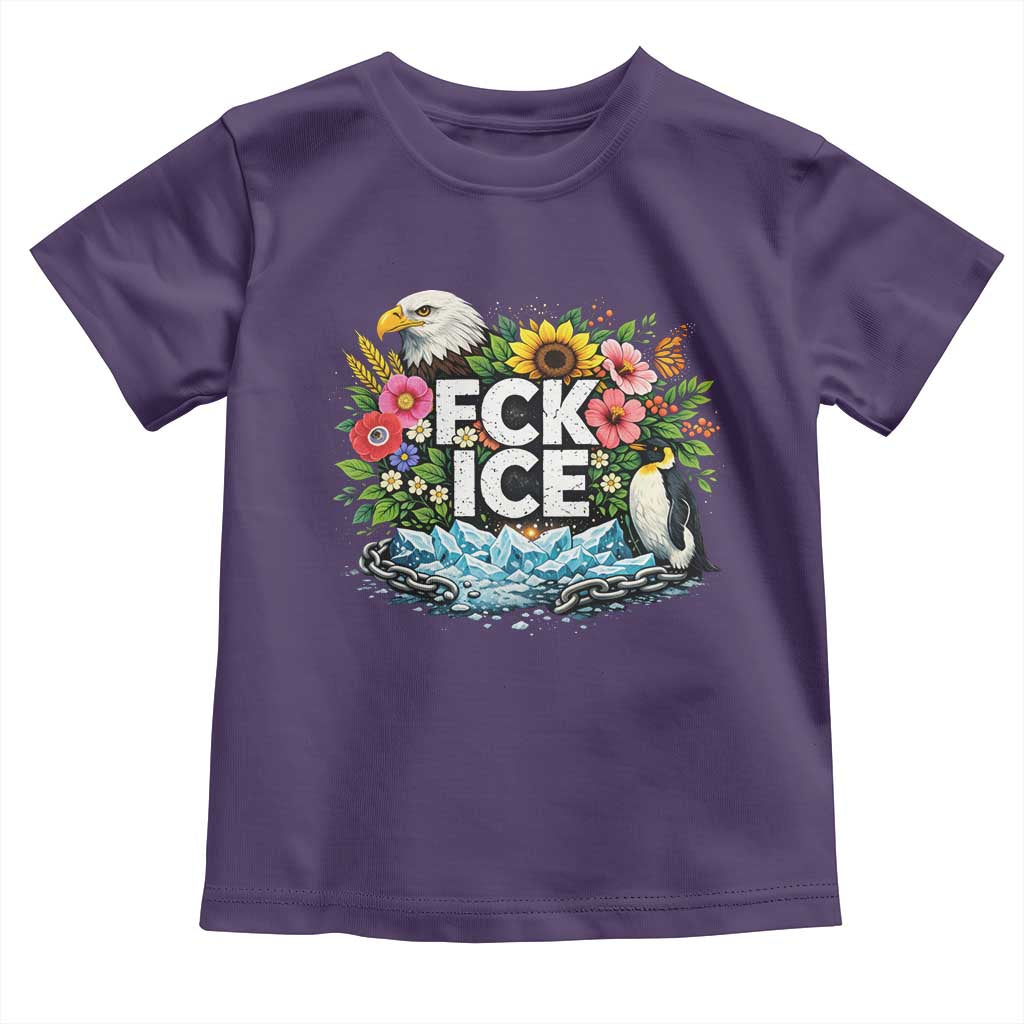 Fck Ice Toddler T Shirt Retro Floral FDT Protest Satirical Graphic TS10 Purple Print Your Wear
