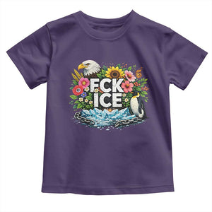 Fck Ice Toddler T Shirt Retro Floral FDT Protest Satirical Graphic TS10 Purple Print Your Wear
