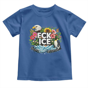 Fck Ice Toddler T Shirt Retro Floral FDT Protest Satirical Graphic TS10 Royal Blue Print Your Wear