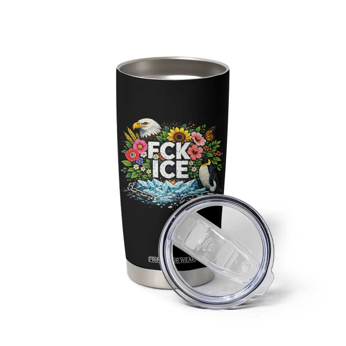 Fck Ice Tumbler Cup Retro Floral FDT Protest Satirical Graphic TS10 Print Your Wear
