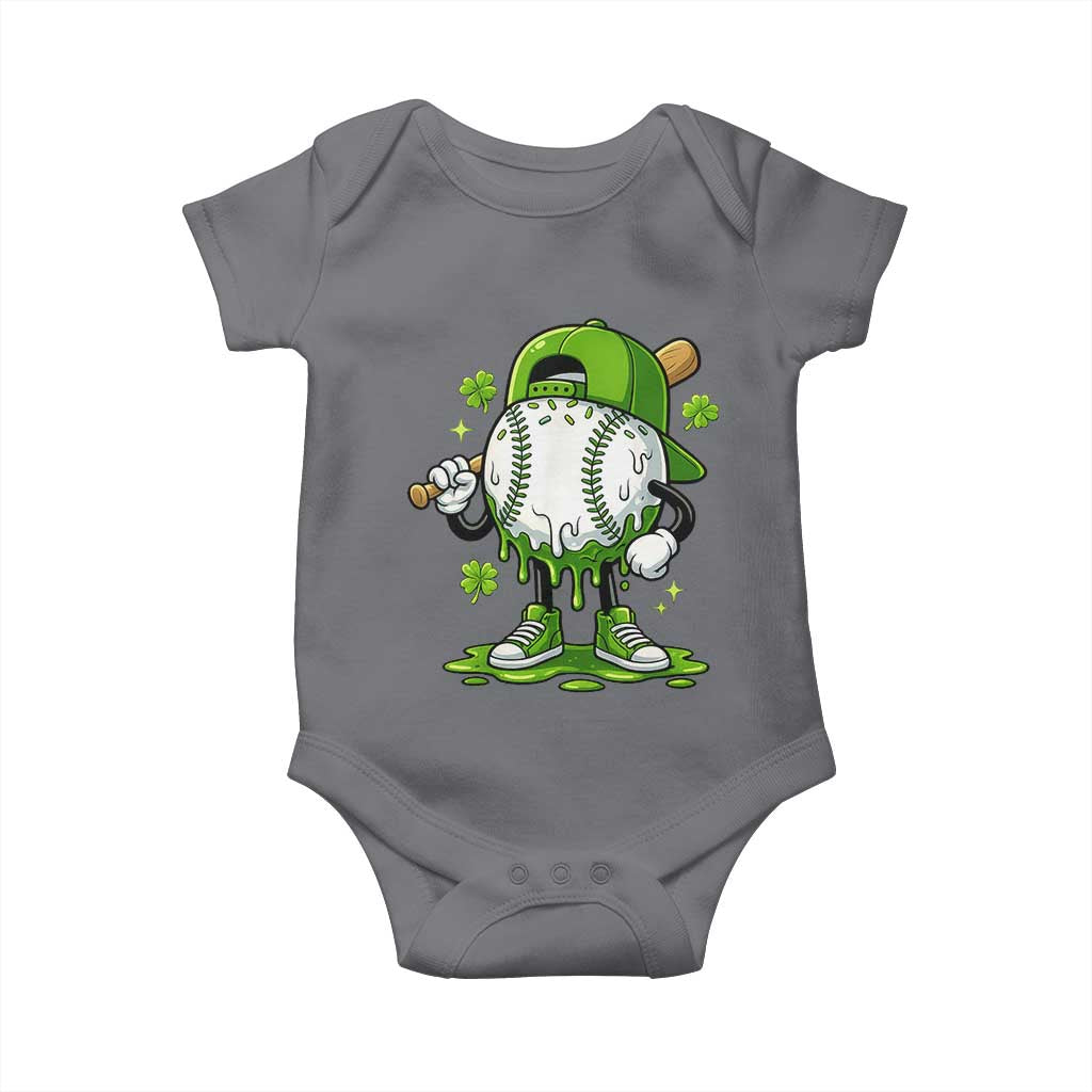 Baseball Drip Icecream Baby Onesie Youth Boy St Patricks Day Shamrock Green TS10 Charcoal Print Your Wear