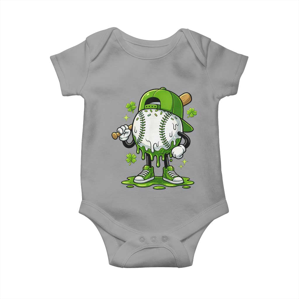 Baseball Drip Icecream Baby Onesie Youth Boy St Patricks Day Shamrock Green TS10 Sport Gray Print Your Wear