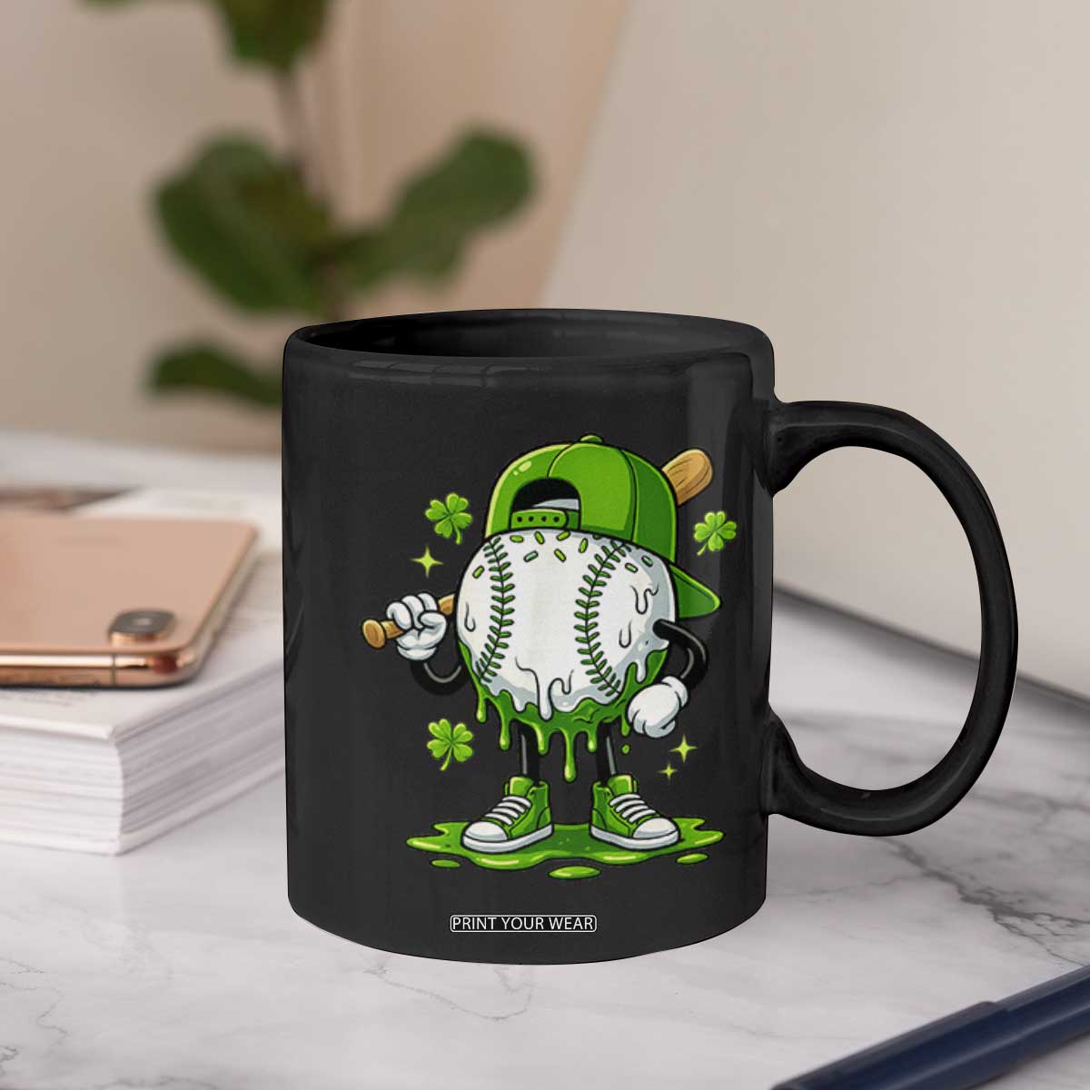 Baseball Drip Icecream Coffee Mug Youth Boy St Patricks Day Shamrock Green TS10 Print Your Wear