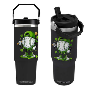 Baseball Drip Icecream Flip Straw Tumbler Youth Boy St Patricks Day Shamrock Green TS10 One Size: 30 oz Black Print Your Wear