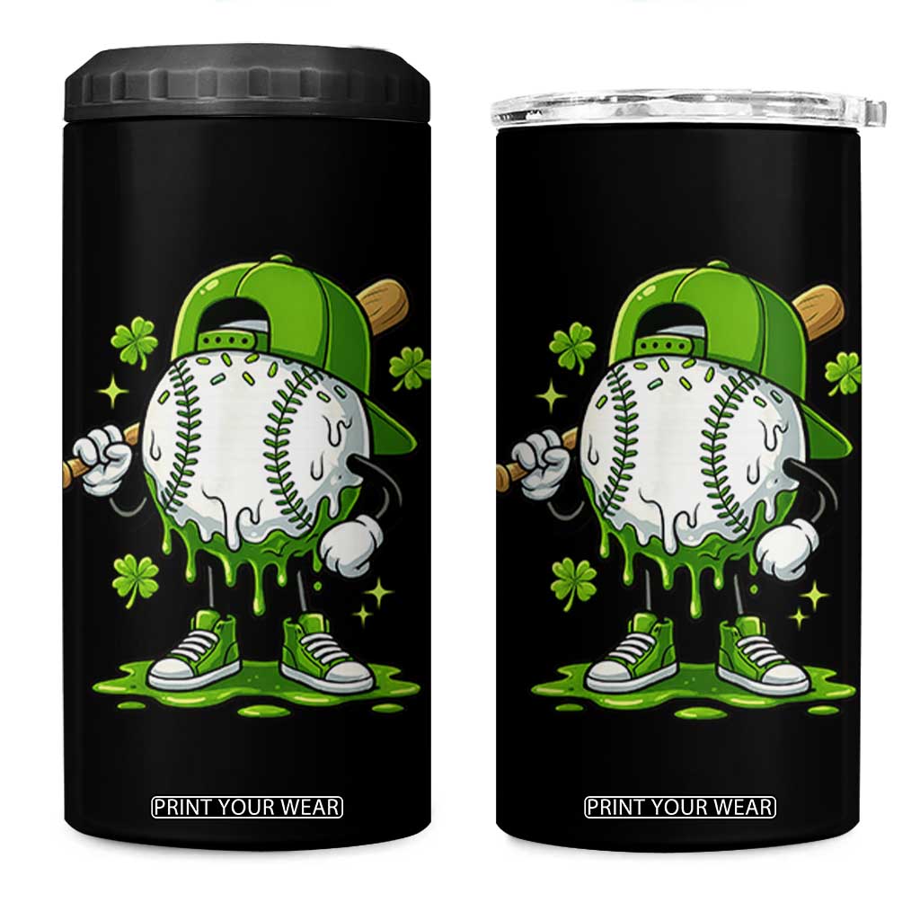 Baseball Drip Icecream 4 in 1 Can Cooler Tumbler Youth Boy St Patricks Day Shamrock Green TS10 One Size: 16 oz Black Print Your Wear