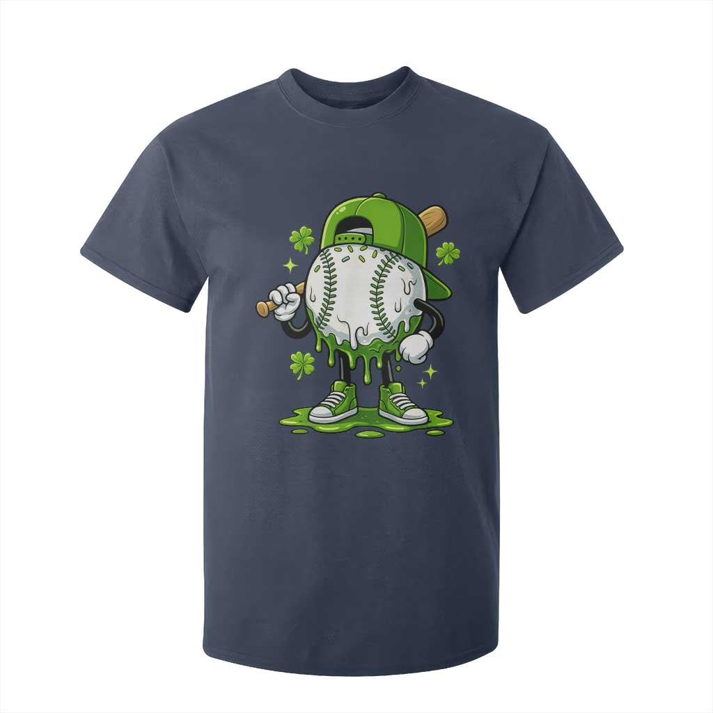 Baseball Drip Icecream T Shirt For Kid Youth Boy St Patricks Day Shamrock Green TS10 Navy Print Your Wear