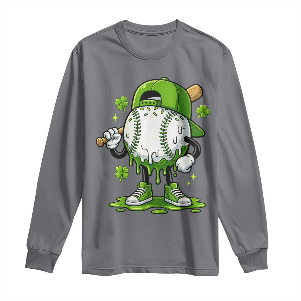 Baseball Drip Icecream Long Sleeve Shirt Youth Boy St Patricks Day Shamrock Green TS10 Charcoal Print Your Wear
