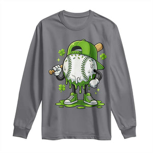 Baseball Drip Icecream Long Sleeve Shirt Youth Boy St Patricks Day Shamrock Green TS10 Charcoal Print Your Wear