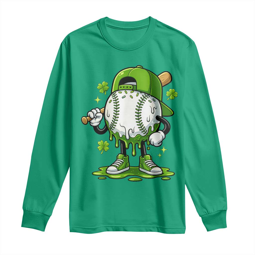 Baseball Drip Icecream Long Sleeve Shirt Youth Boy St Patricks Day Shamrock Green TS10 Irish Green Print Your Wear