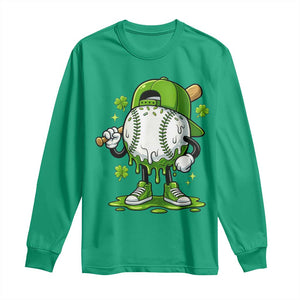 Baseball Drip Icecream Long Sleeve Shirt Youth Boy St Patricks Day Shamrock Green TS10 Irish Green Print Your Wear