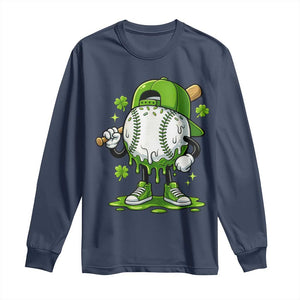 Baseball Drip Icecream Long Sleeve Shirt Youth Boy St Patricks Day Shamrock Green TS10 Navy Print Your Wear