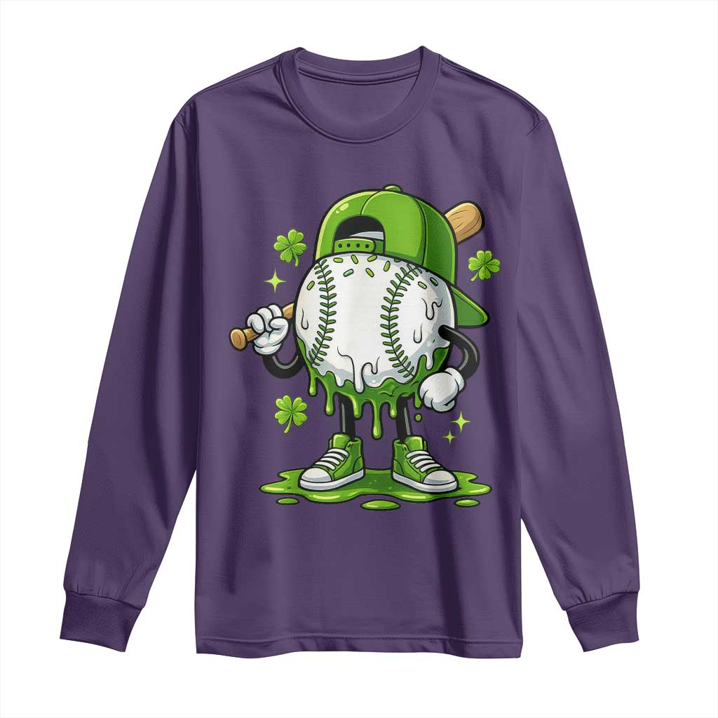 Baseball Drip Icecream Long Sleeve Shirt Youth Boy St Patricks Day Shamrock Green TS10 Purple Print Your Wear