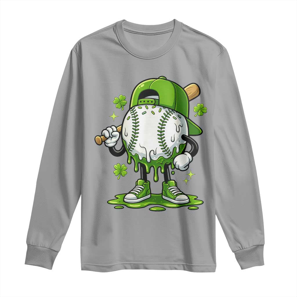 Baseball Drip Icecream Long Sleeve Shirt Youth Boy St Patricks Day Shamrock Green TS10 Sport Gray Print Your Wear