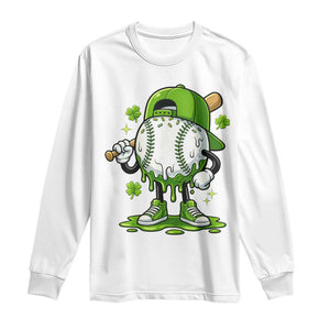 Baseball Drip Icecream Long Sleeve Shirt Youth Boy St Patricks Day Shamrock Green TS10 White Print Your Wear