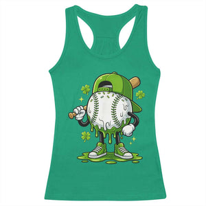Baseball Drip Icecream Racerback Tank Top Youth Boy St Patricks Day Shamrock Green TS10 Irish Green Print Your Wear
