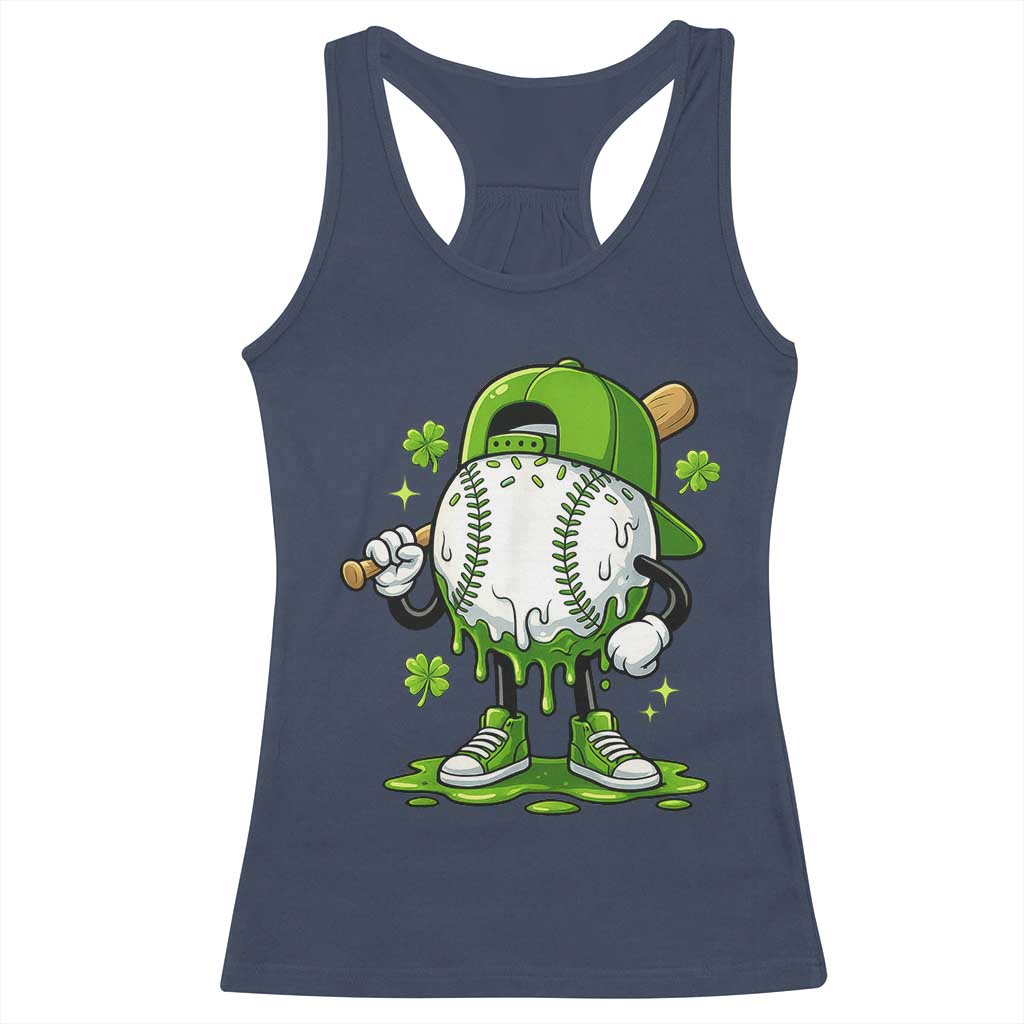 Baseball Drip Icecream Racerback Tank Top Youth Boy St Patricks Day Shamrock Green TS10 Navy Print Your Wear