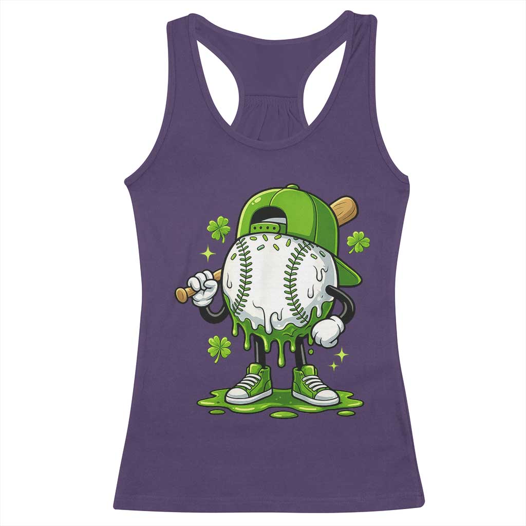 Baseball Drip Icecream Racerback Tank Top Youth Boy St Patricks Day Shamrock Green TS10 Purple Print Your Wear