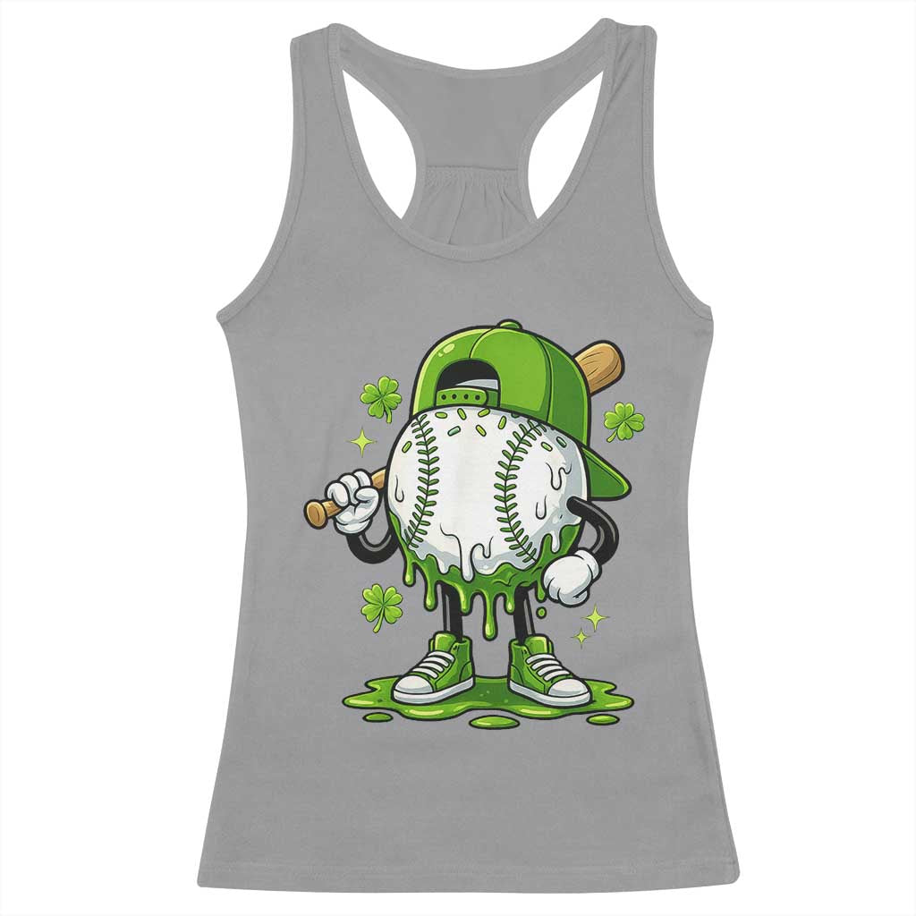 Baseball Drip Icecream Racerback Tank Top Youth Boy St Patricks Day Shamrock Green TS10 Sport Gray Print Your Wear
