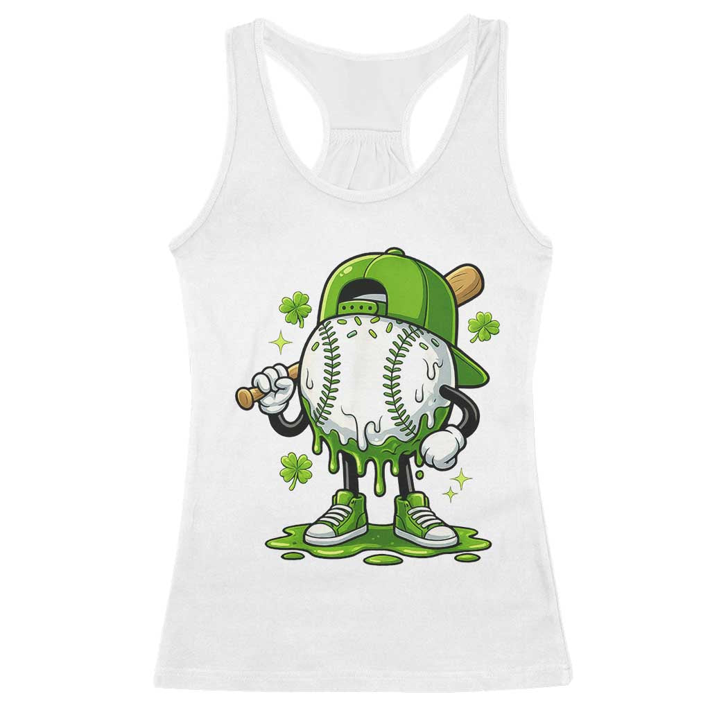 Baseball Drip Icecream Racerback Tank Top Youth Boy St Patricks Day Shamrock Green TS10 White Print Your Wear