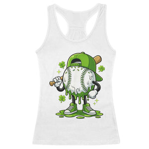 Baseball Drip Icecream Racerback Tank Top Youth Boy St Patricks Day Shamrock Green TS10 White Print Your Wear