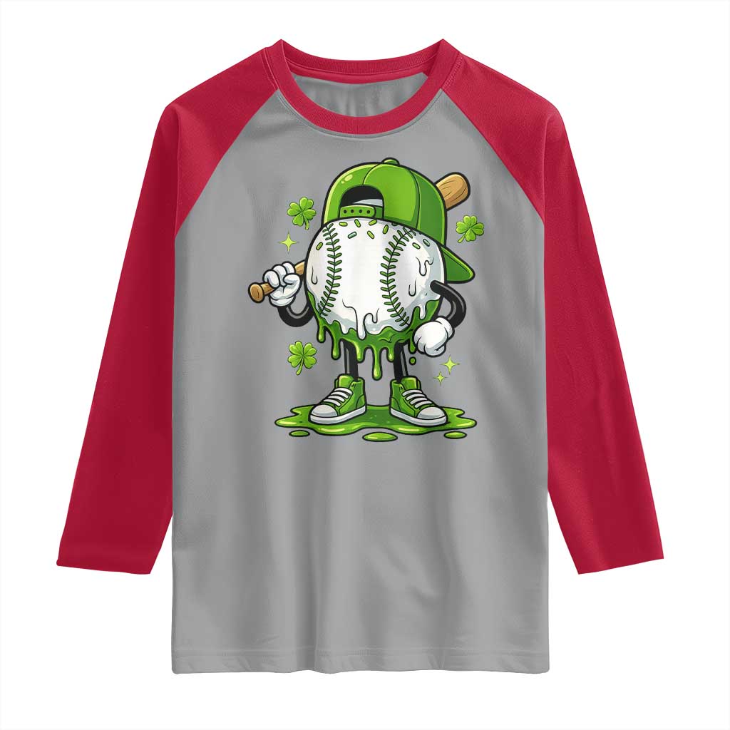 Baseball Drip Icecream Raglan Shirt Youth Boy St Patricks Day Shamrock Green TS10 Sport Gray Red Print Your Wear