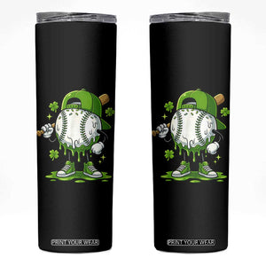 Baseball Drip Icecream Skinny Tumbler Youth Boy St Patricks Day Shamrock Green TS10 Black Print Your Wear